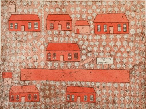 <br>Balwaldja Wanapa Munuŋgurr</br><strong>Welcome to Barratjpi</strong><br>Image Size: 25 x 33cm; Paper Size: 41 x 48cm; Paper: Somerset</br><br>ID: 3472-25</br>
