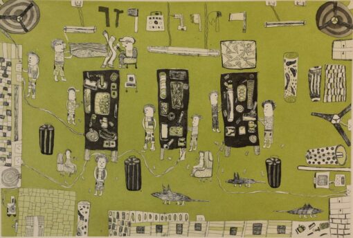 <br>Munuy’ŋu Marika</br><strong>Workshop </strong><br>Image Size: 33.5 x 50cm; Paper Size: 51 x 66.5; Paper: Somerset</br><br>ID: 4461-25</br>