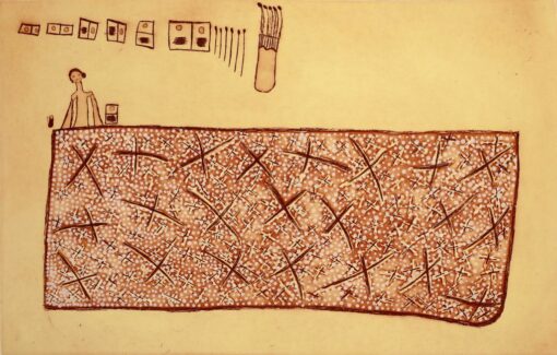 <br>Dhalmula #2 Burarrwaŋa</br><strong>Work In Progress</strong><br>Image Size: 32 x 50cm; Paper Size: 49 x 65cm</br><br>ID: 4552-25</br>
