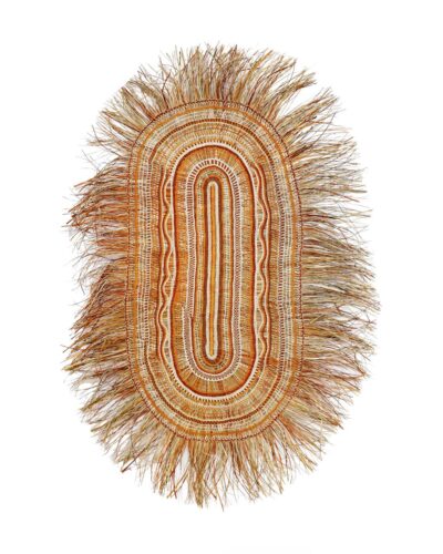 <br>Gayilil Ngurruwuthun</br><strong>Ŋaṉmarra </strong><br>Weaving: 143 x 73cm; Fringe: 51cm</br><br>ID: 2024-26</br>