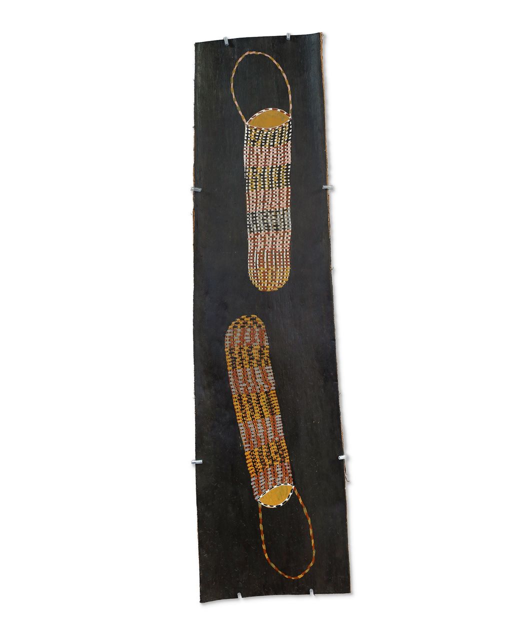 <br>Muluymuluy Wirrpanda</br><strong>Bol'pu (Muluymuluy painted)</strong><br>89 x 24cm</br><br>ID: 2409-23</br>