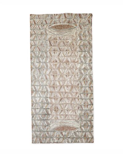 <br>Burŋanydji #2 Gaykamaŋu</br><strong>Djarrka at Gurka’wuy (Wolpa)</strong><br>55 x 26cm</br><br>ID: 3357-24</br>