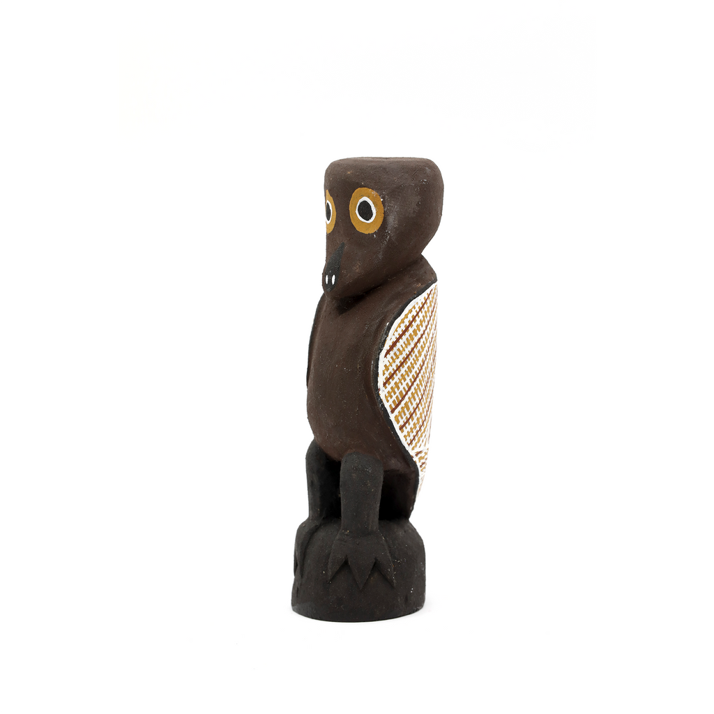 <br>Djul’djul Gurruwiwi</br><strong>Worrwurr - Dhuḏuthuḏu (owl carving)</strong><br>19 cm x 6 cm</br><br>ID: 466-26</br> - Image 2